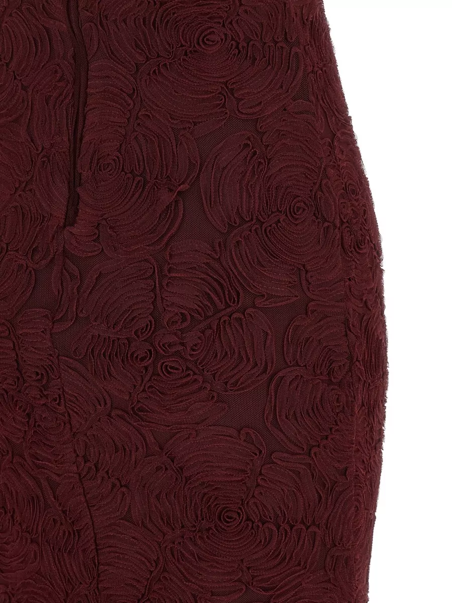 Rotate Birger Christensen Floral Appliqué Off-The-Shoulder Sleeveless Midi Dress