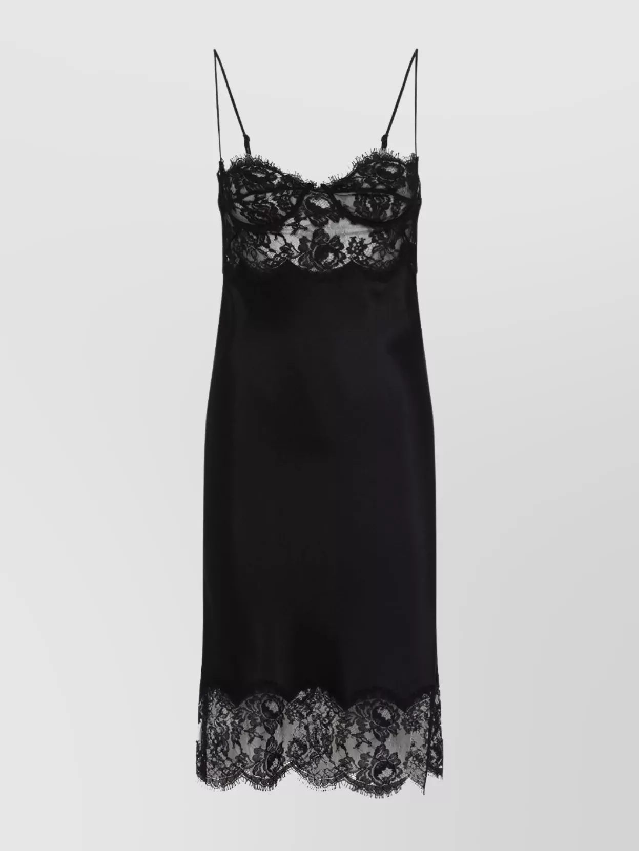 Saint Laurent Lace Detail Asymmetric Hem Bustier Dress In Black
