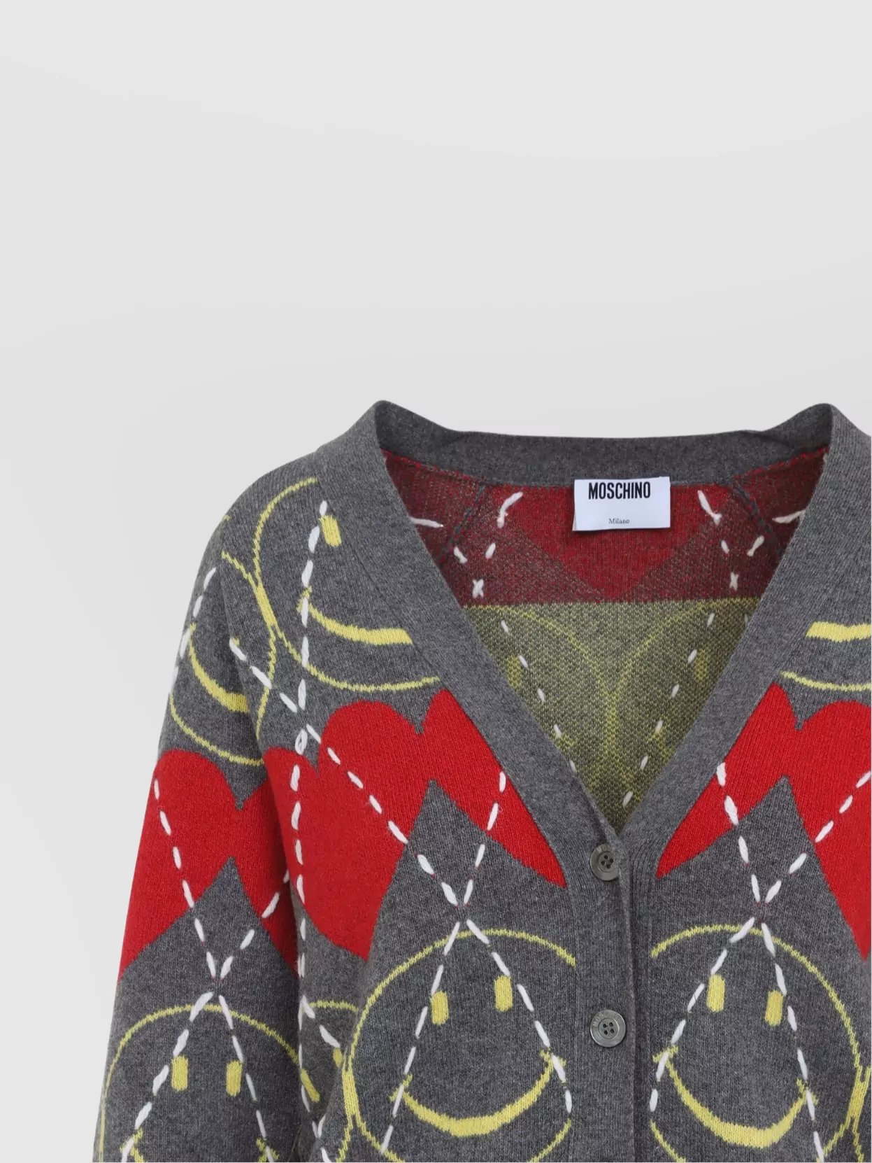 Moschino Smiling Hearts V-Neck Cardigan