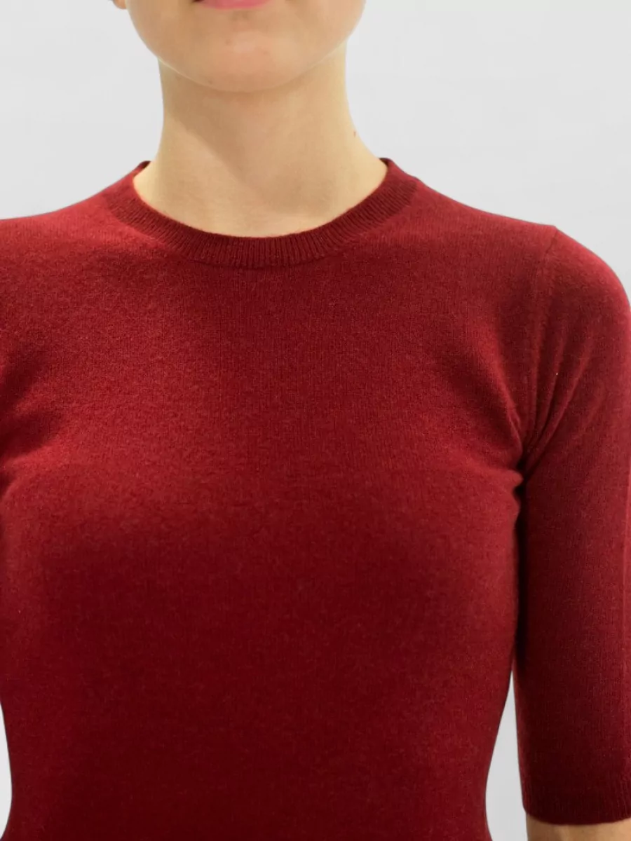 La Rose Cashmere 3/4-Sleeve Knitted Top