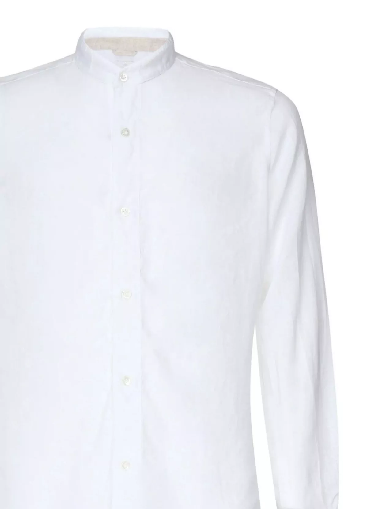 Shop Eleventy Linen Mandarin Collar Shirt