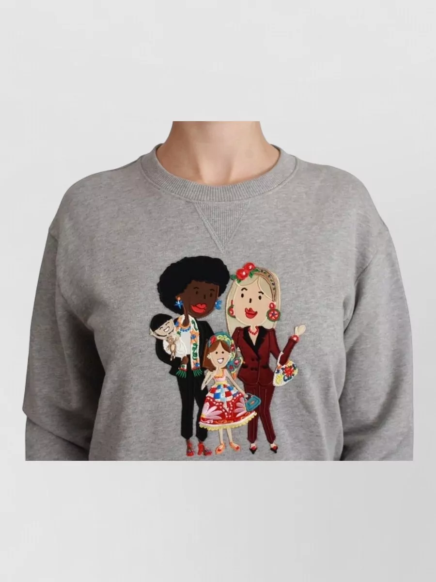 Dolce&Gabbana Embroidered Cotton Crewneck Sweatshirt