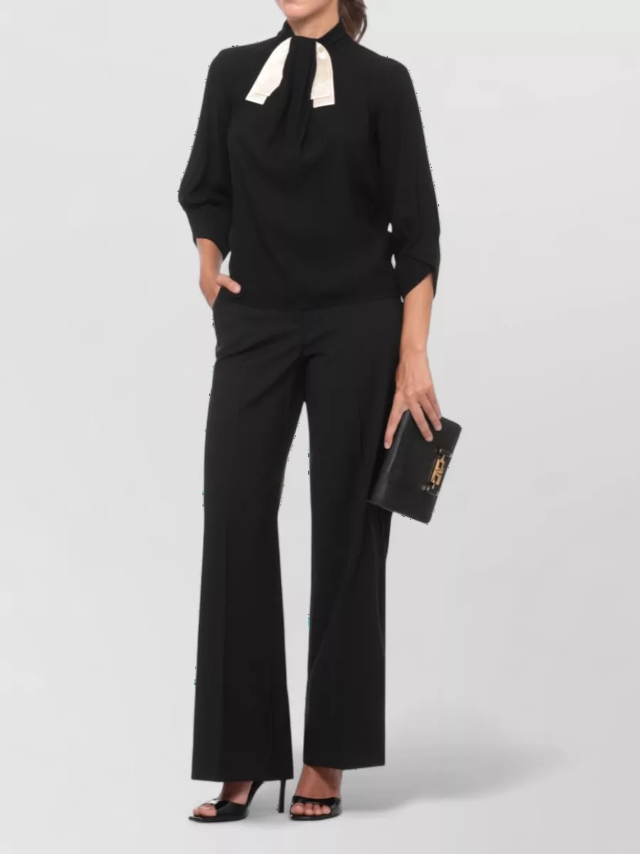 Elisabetta Franchi High-Neck Long-Sleeve Blouse