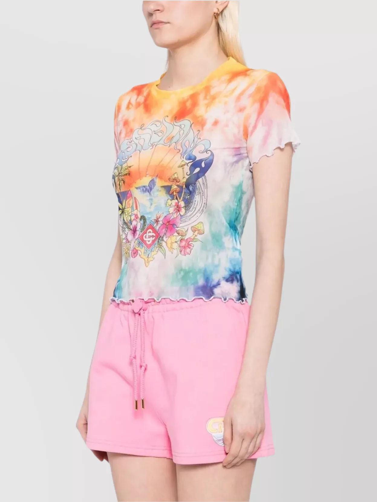 Casablanca Lettuce Hem Mesh T-Shirt