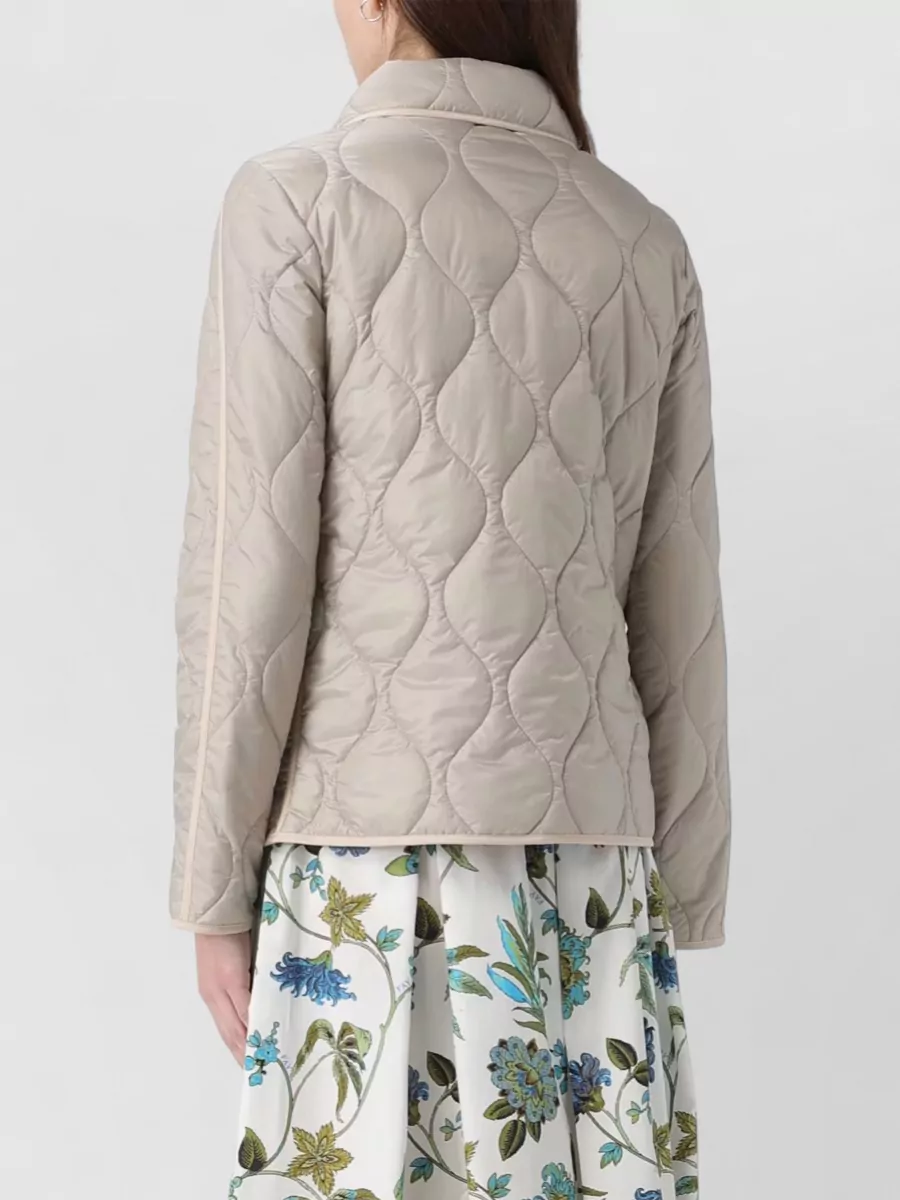 Fay Quilted Jacket Contrast Piping Long Sleeves Pockets