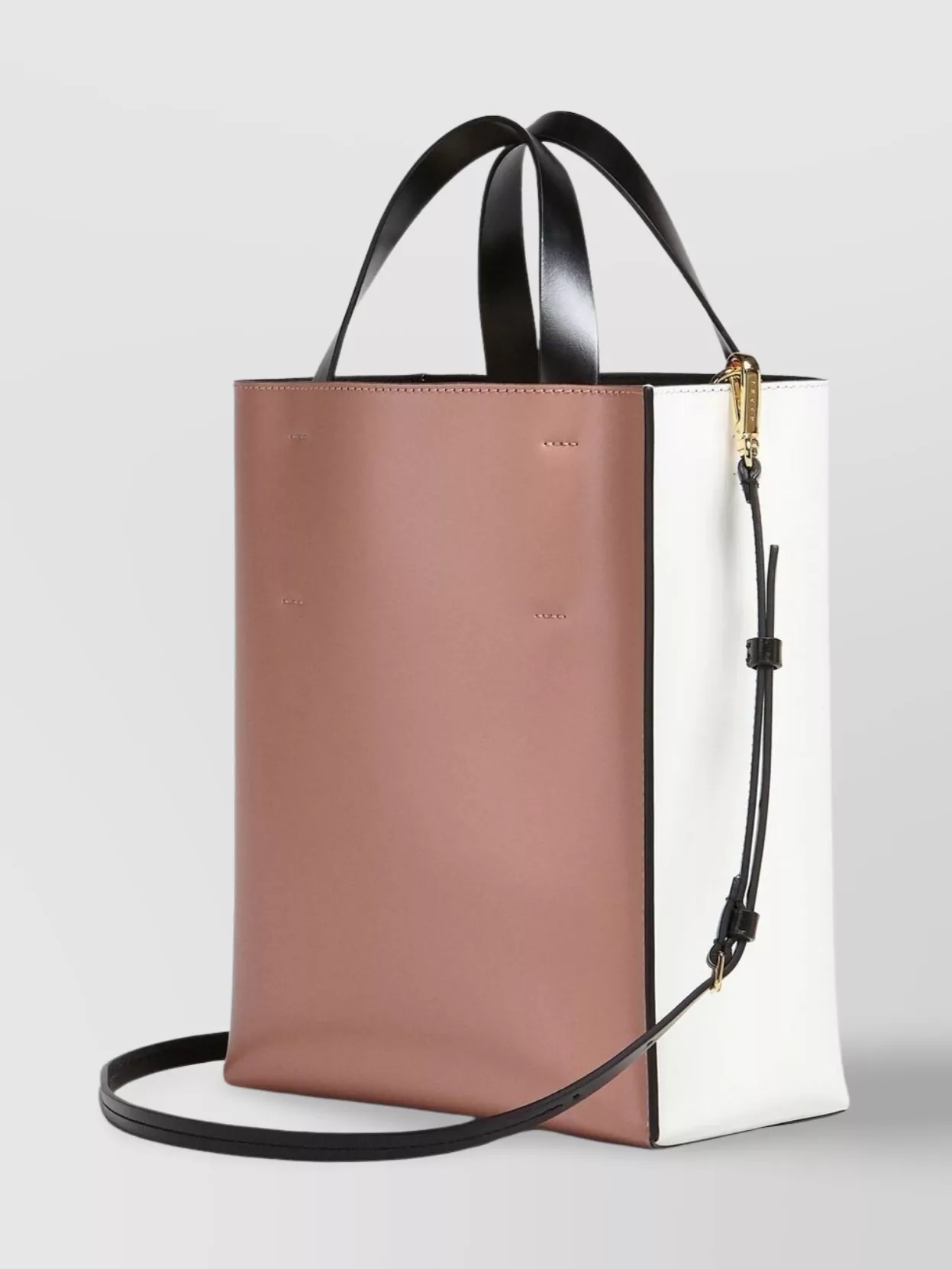 Marni Dual Tone Tote Bag With Handles And Strap In White
