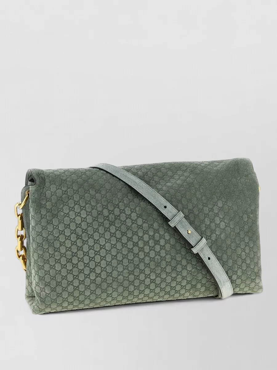 Gucci Gg Large Suede Cross-Body Bag