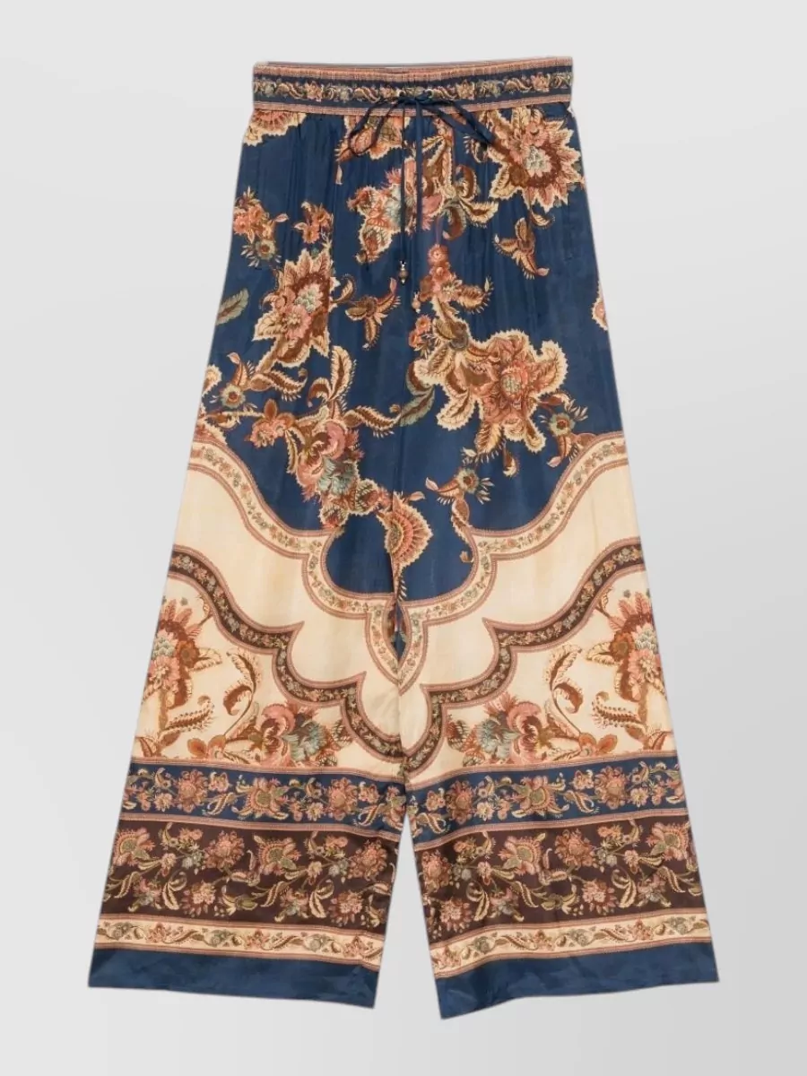 Zimmermann Silk floral-print mid-rise wide-leg trousers