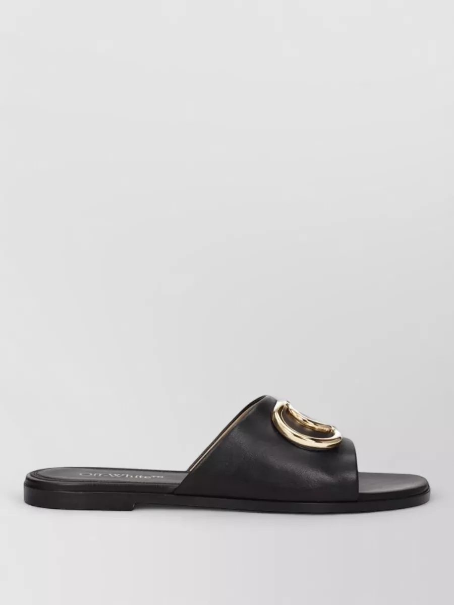 Off-White Leather Slide Sandals