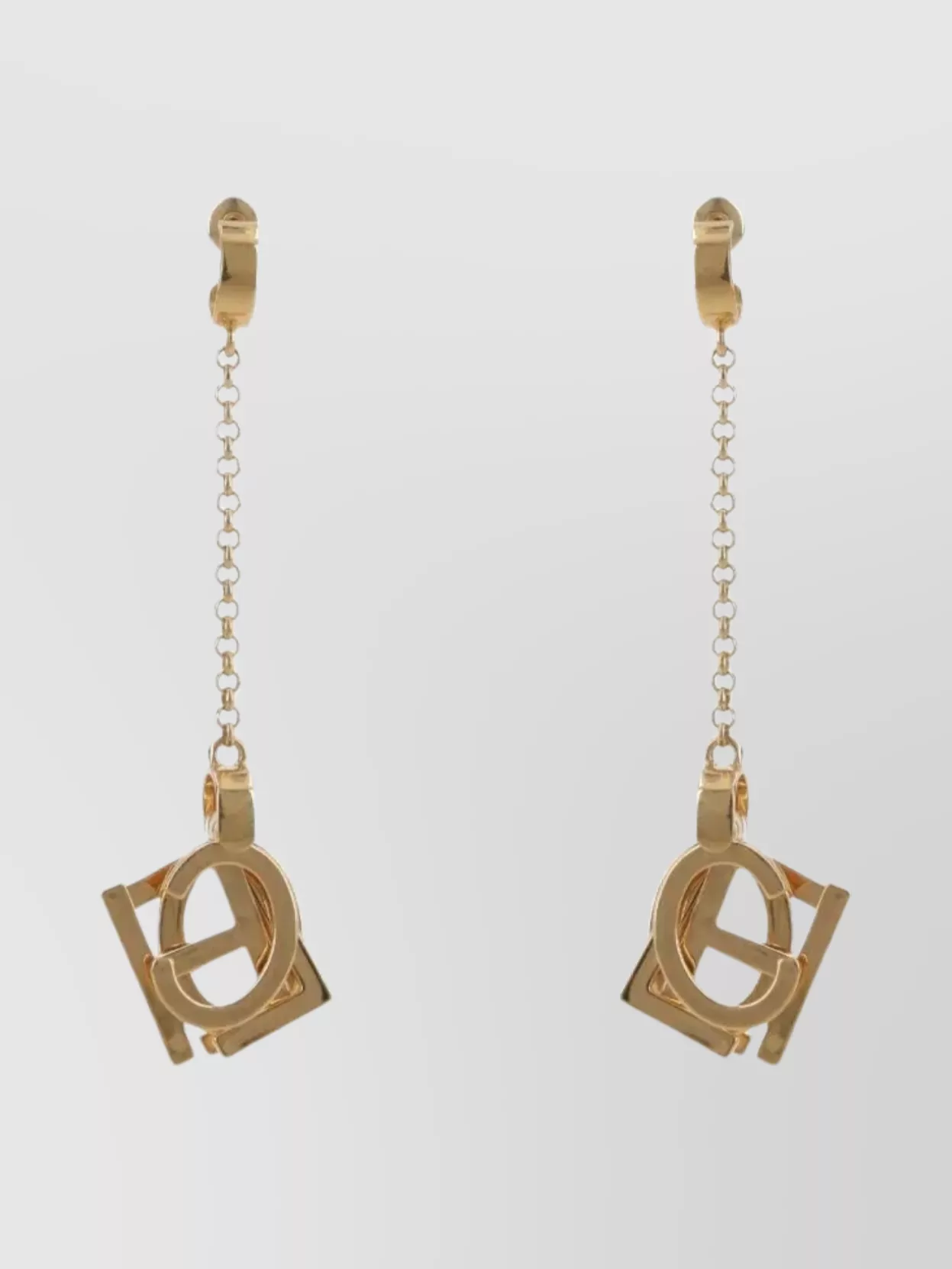 Chloé Chain Detailed Geometric Shape Dangling Earrings In Brown