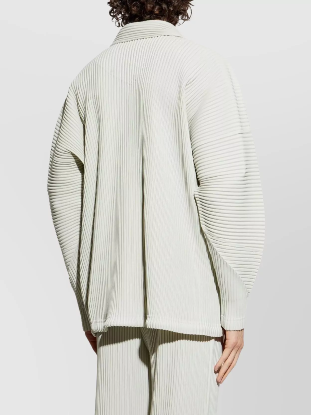 Homme Plisse Issey Miyake Ribbed Texture Spread Collar Straight Hem Jacket