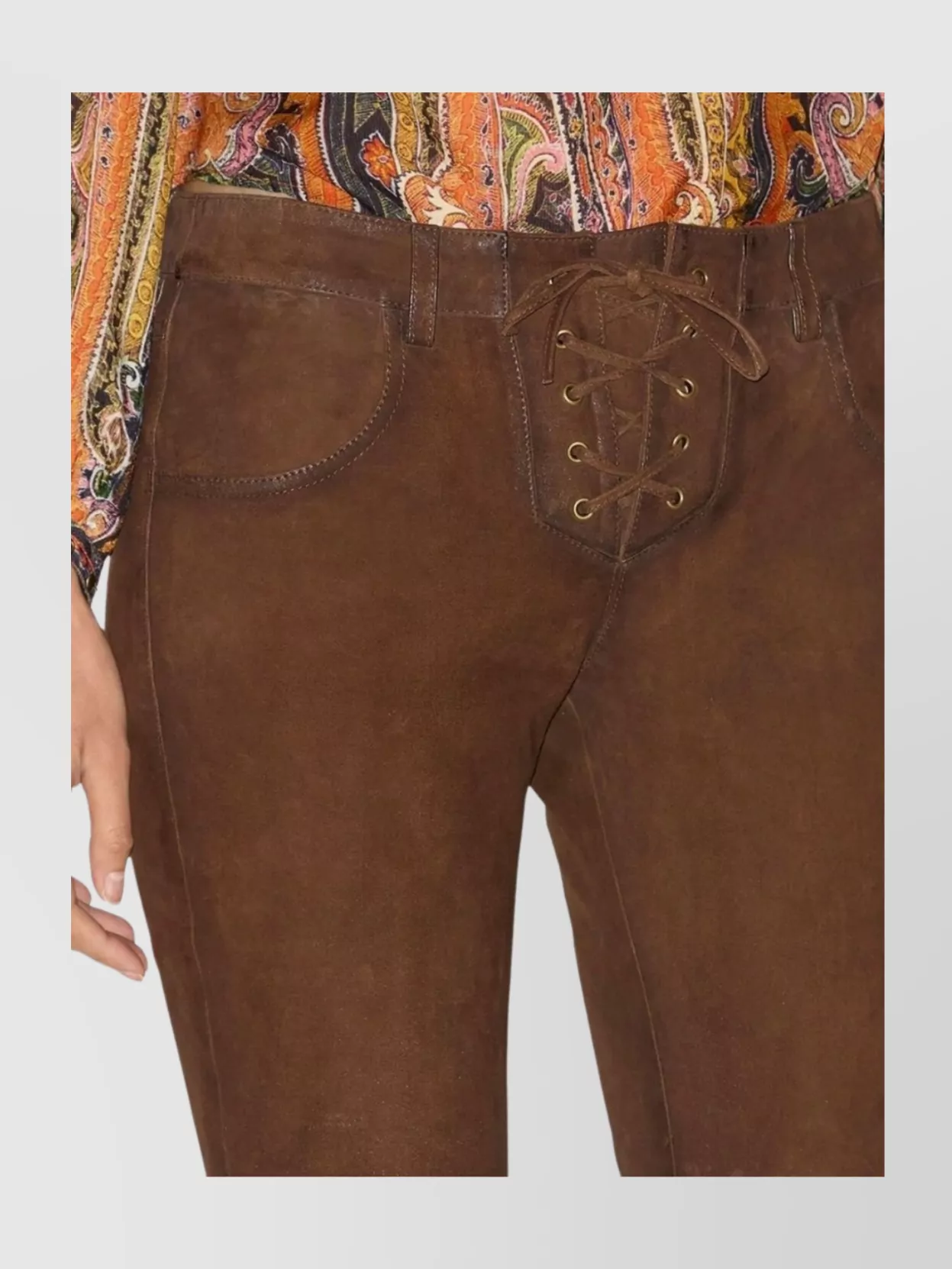 Isabel Marant Vanel Lace-up Suede Straight-leg Pants