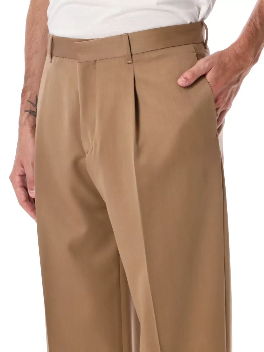 Lardini Virgin Wool Pleated Wide-Leg Trousers