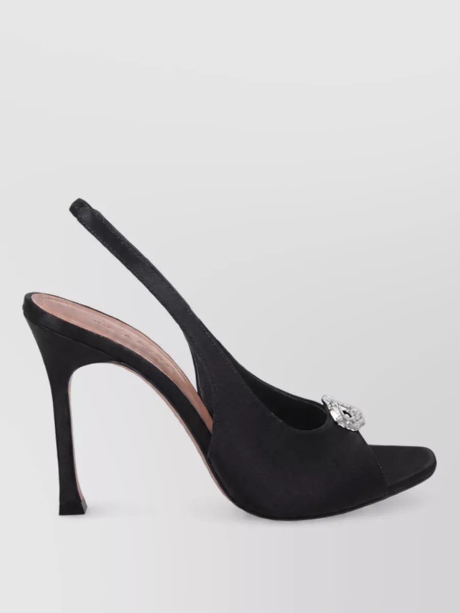 Amina Muaddi Satin Mini Camelia Sling 105 Mules
