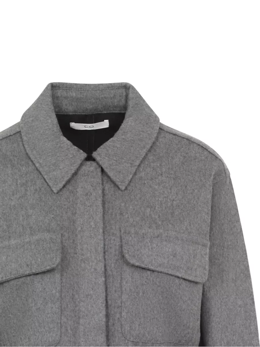 Co Cashmere Virgin Wool Belted Shirt Jacket