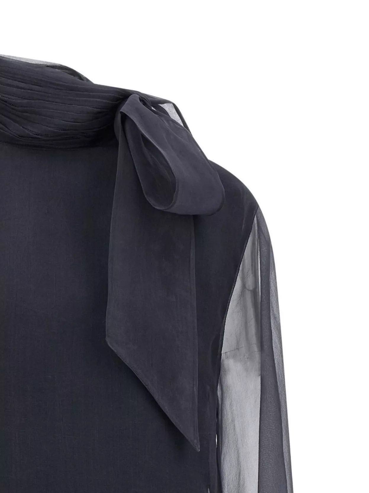Brunello Cucinelli Crispy Silk Blouse Shirt And Blouse Gray In Black