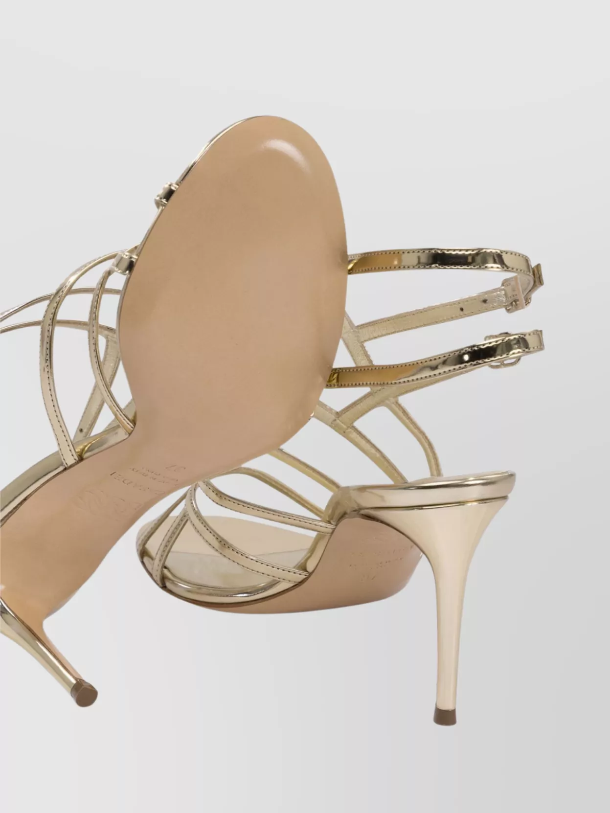 Casadei Metallic Strappy Open Toe Sandals