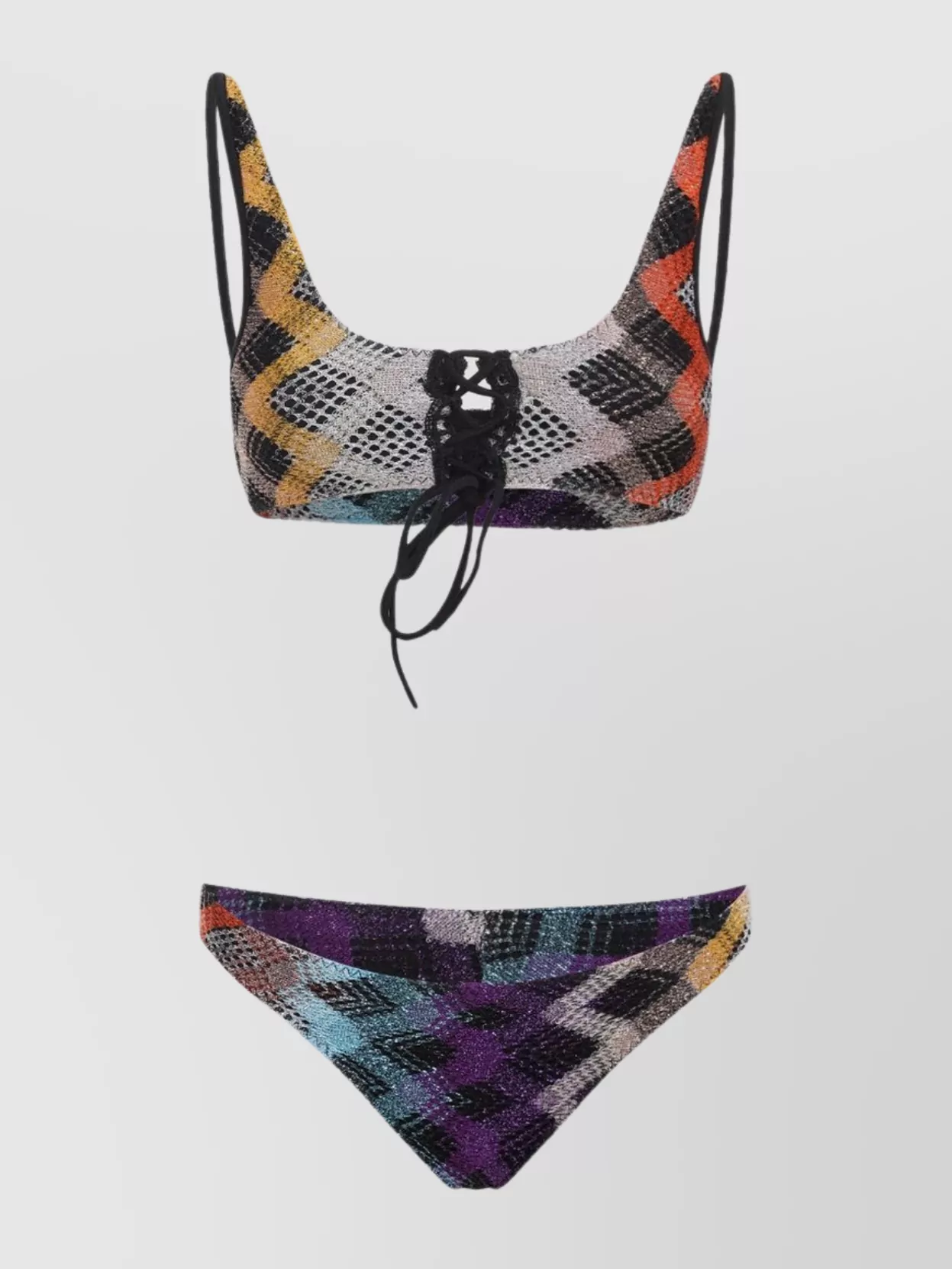 Missoni Chevron Bikini Scoop Neck Viscose Blend In Multi