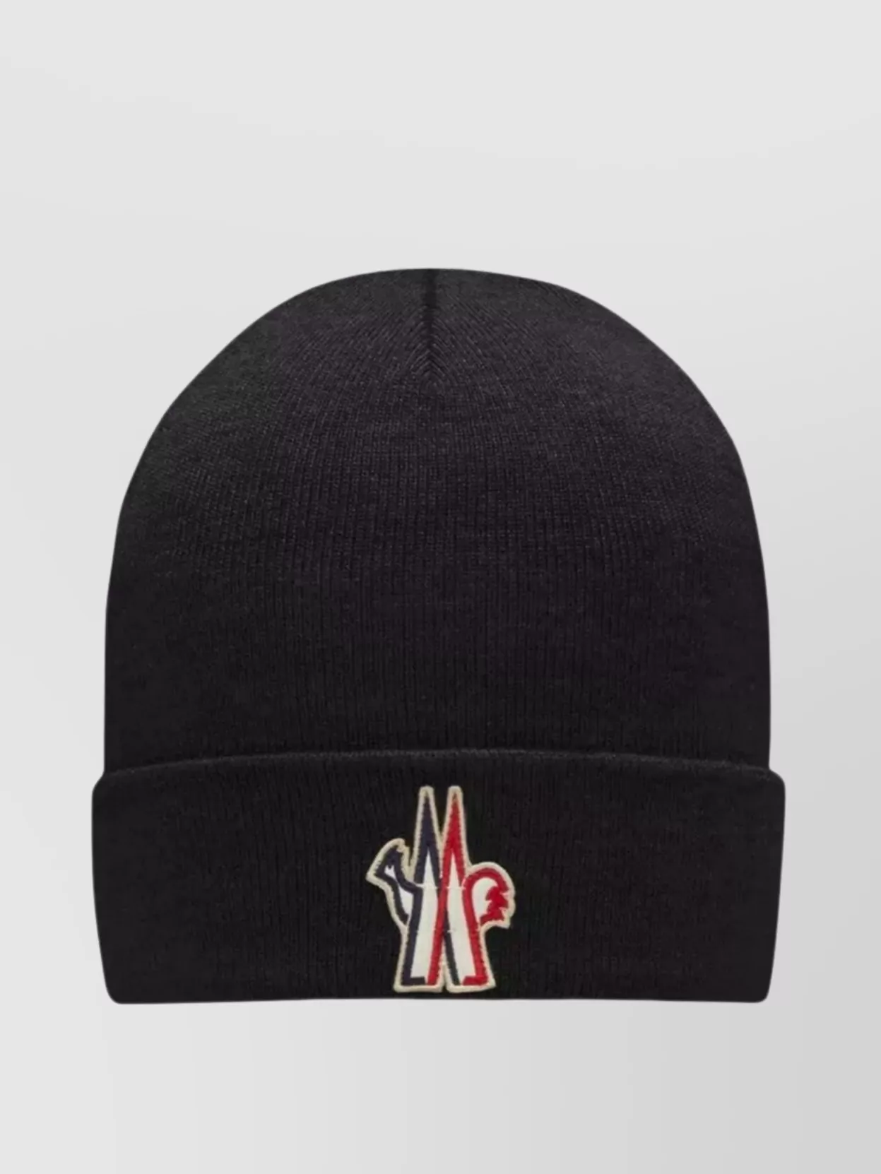Shop Moncler Ribbed Knit Logo Cuffed Hat In Black
