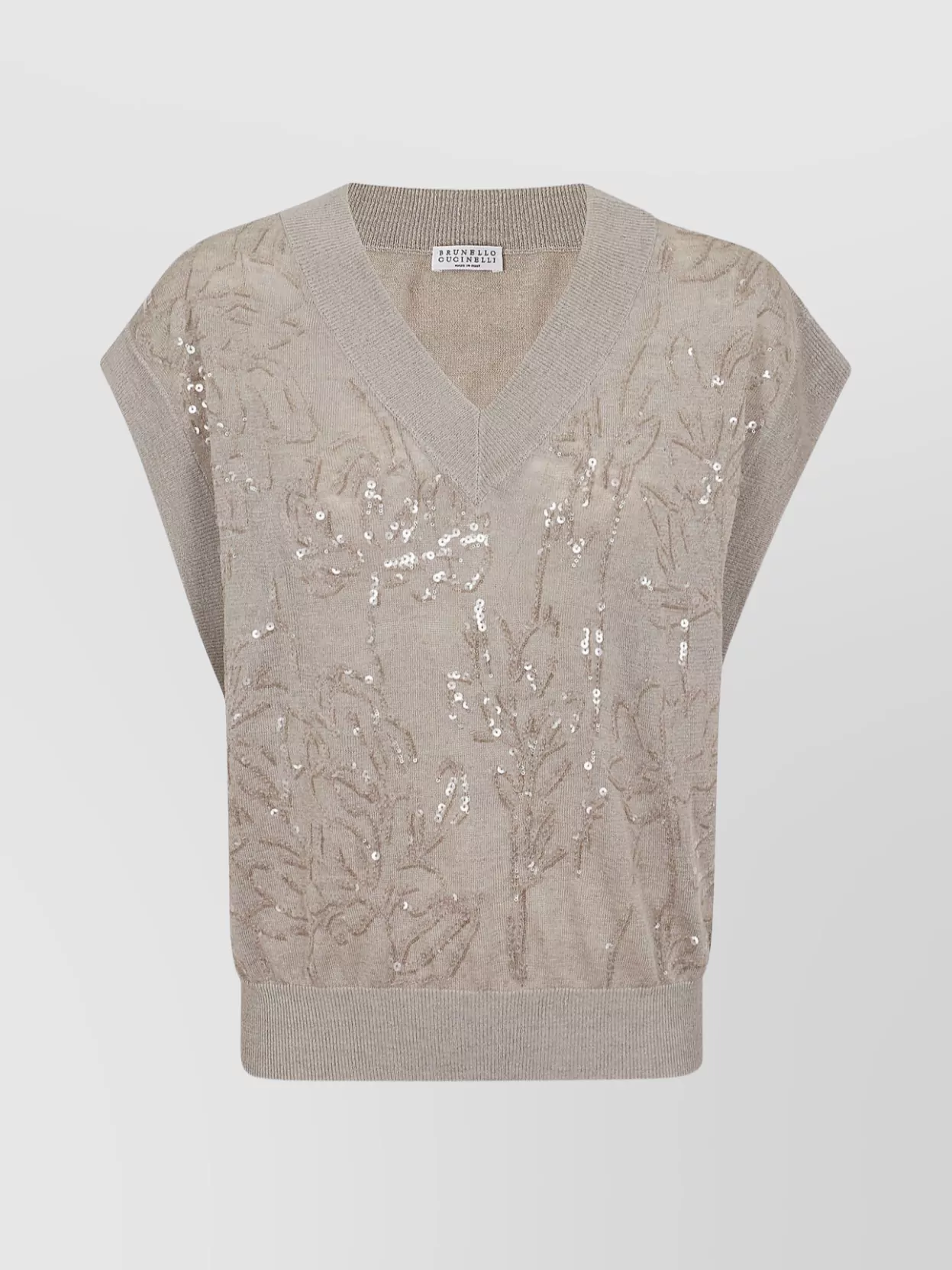 Brunello Cucinelli Knitwear With Cap Sleeves And Sequin Embellishments