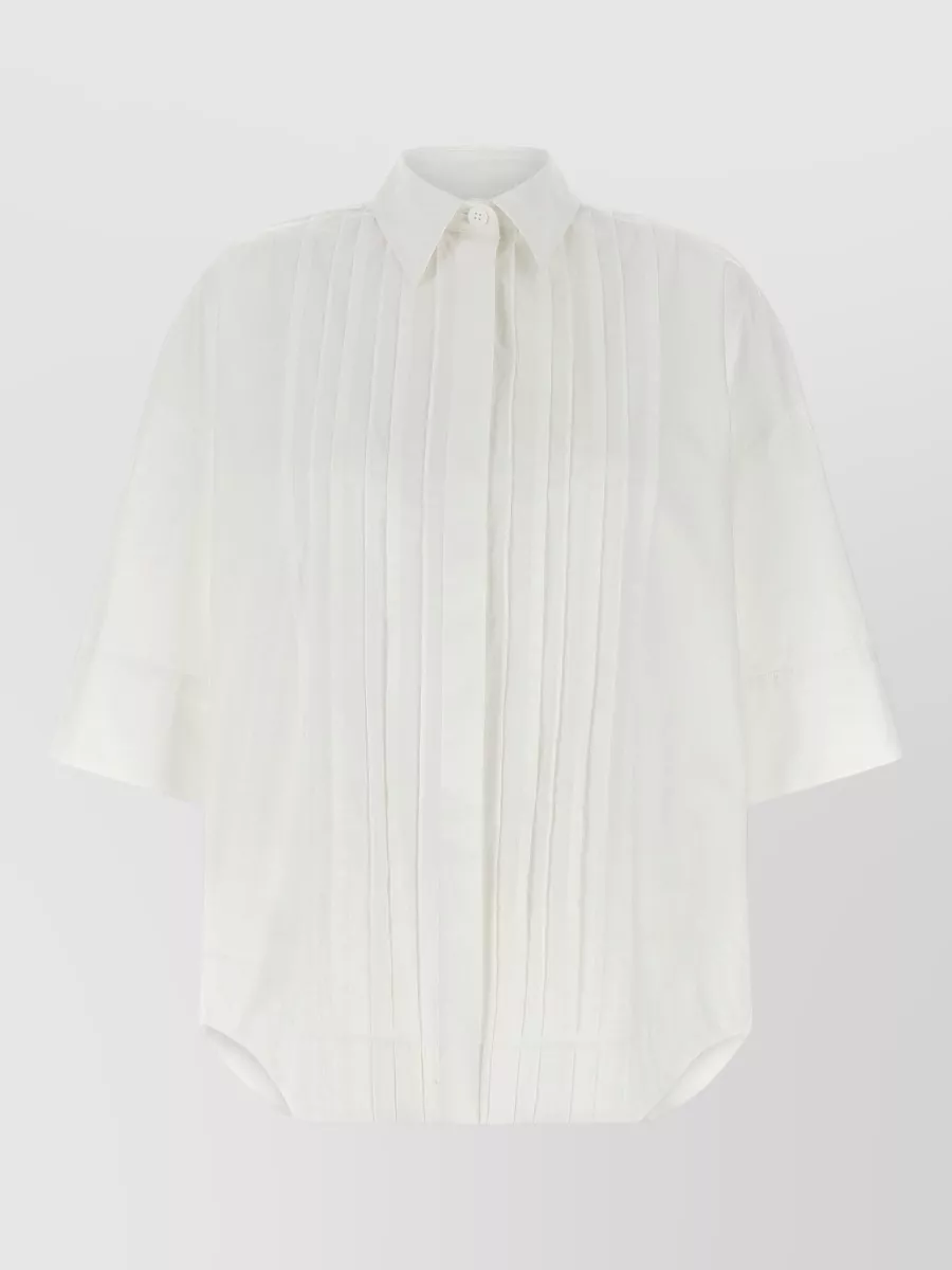 P.a.r.o.s.h. pleated asymmetric cotton shirt