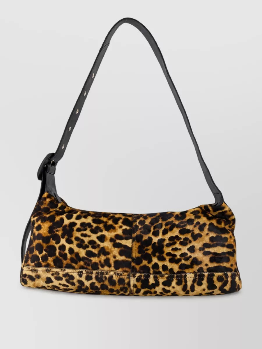 Ami Paris leopard-print leather shoulder bag