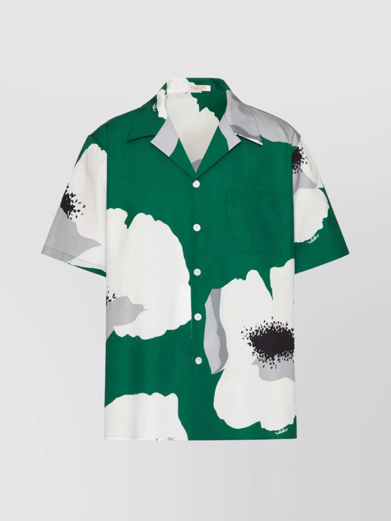 Shop Valentino Flower Portrait Print Bowling Shirt Dress