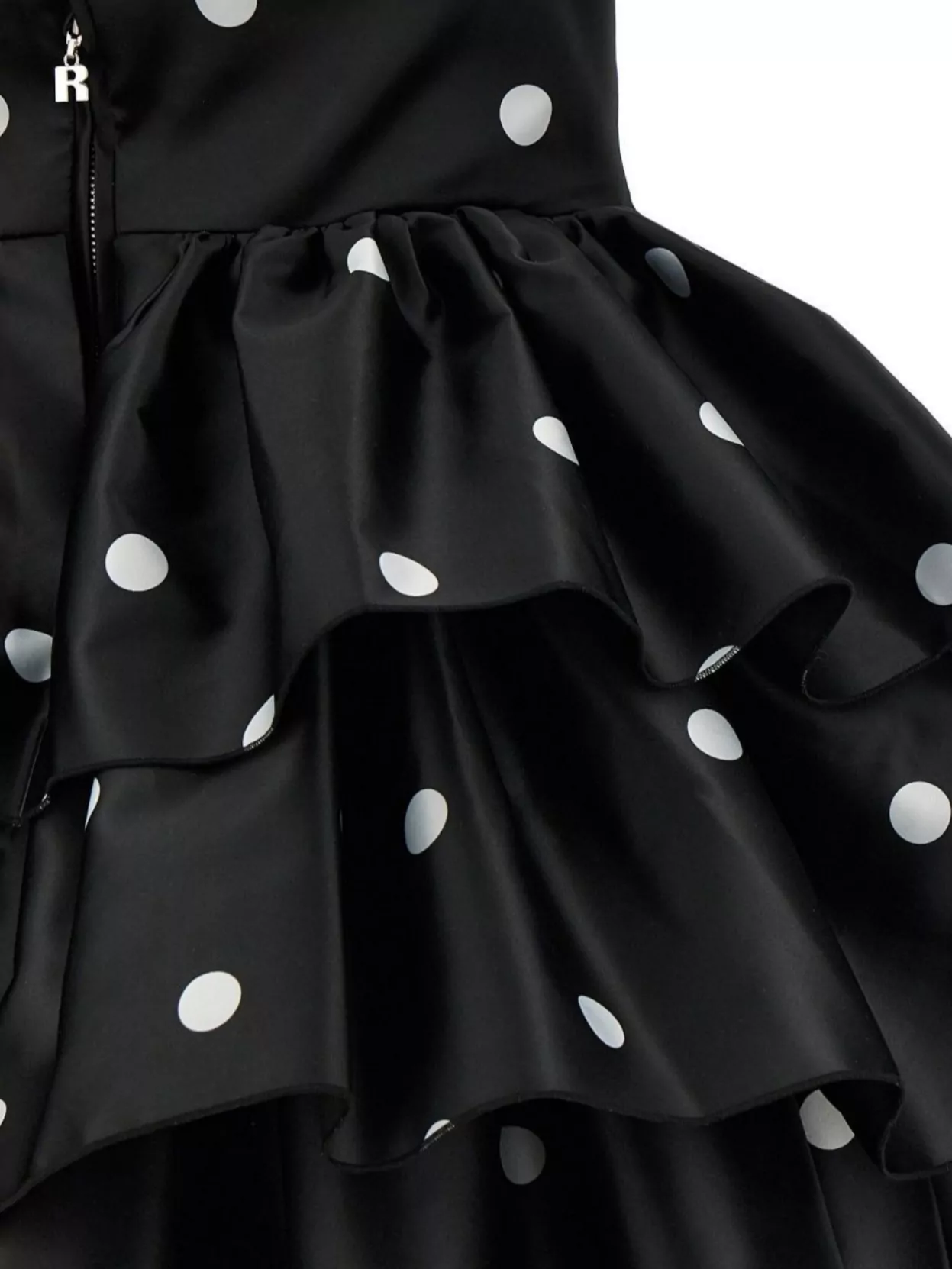 Rotate Birger Christensen Satin Ruffle Tiered Polka Dot Dress