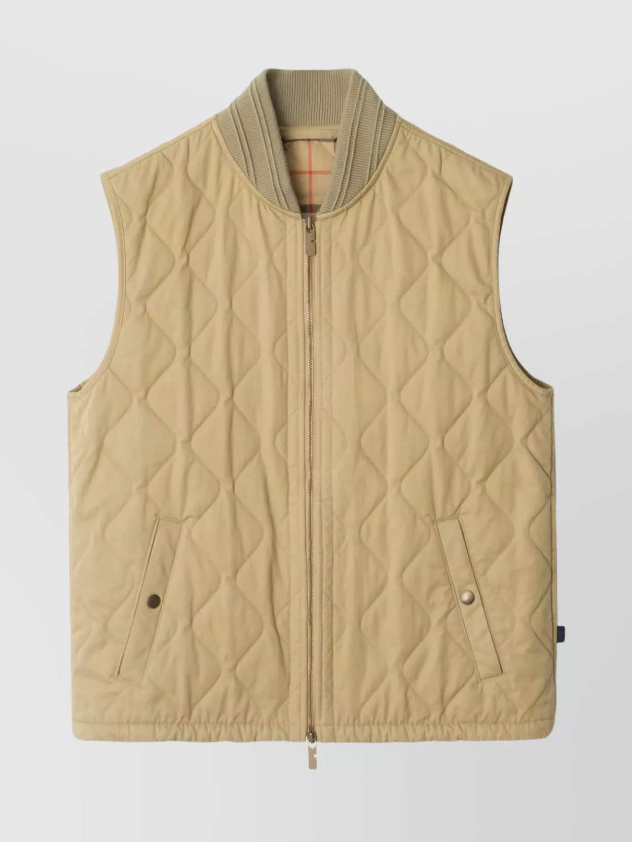 Burberry Quilted Vest Ribbed Collar Sleeveless