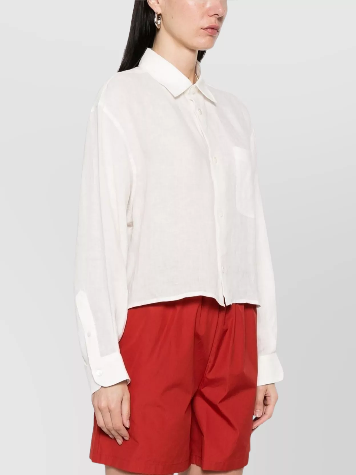 Apc Linen Shirt With Long Sleeves And Chest Pocket In White