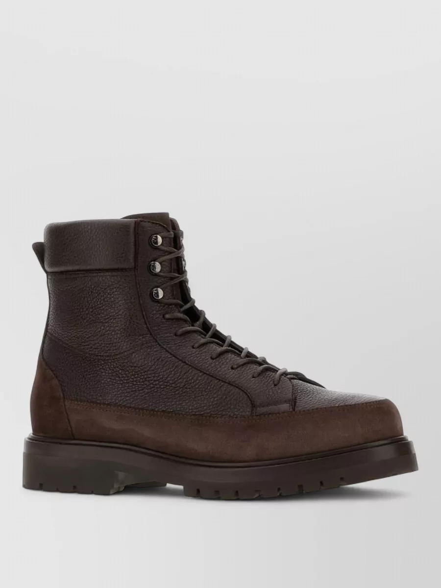 Brunello Cucinelli deer leather suede lace-up ankle boots