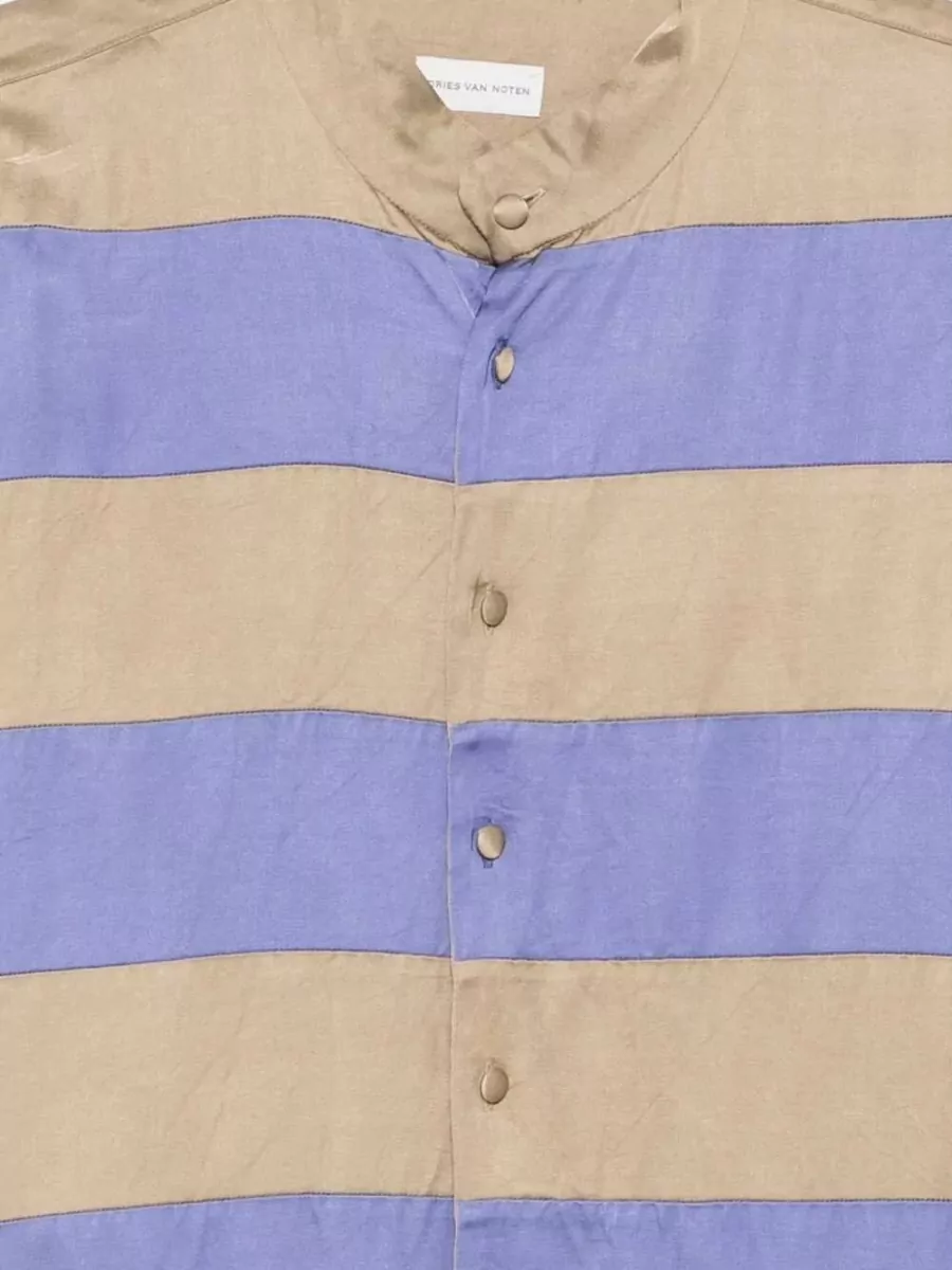 Dries Van Noten Striped Band Collar Shirt