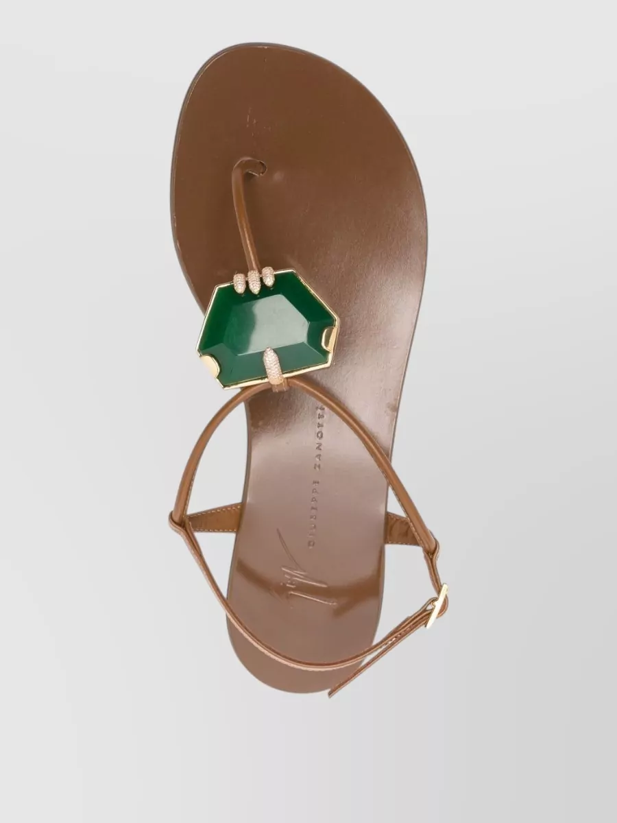 Giuseppe Zanotti Leather Embellished Thong Sandals