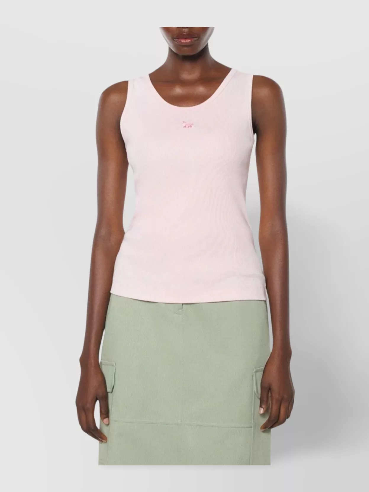 MAISON KITSUNÉ BABY FOX PATCH RIBBED TANK TOP