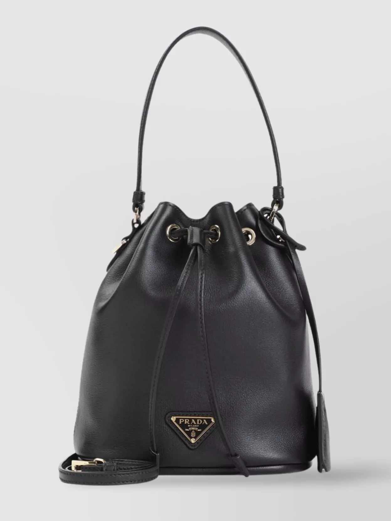 Prada Leather Bucket Bag Metal Accents