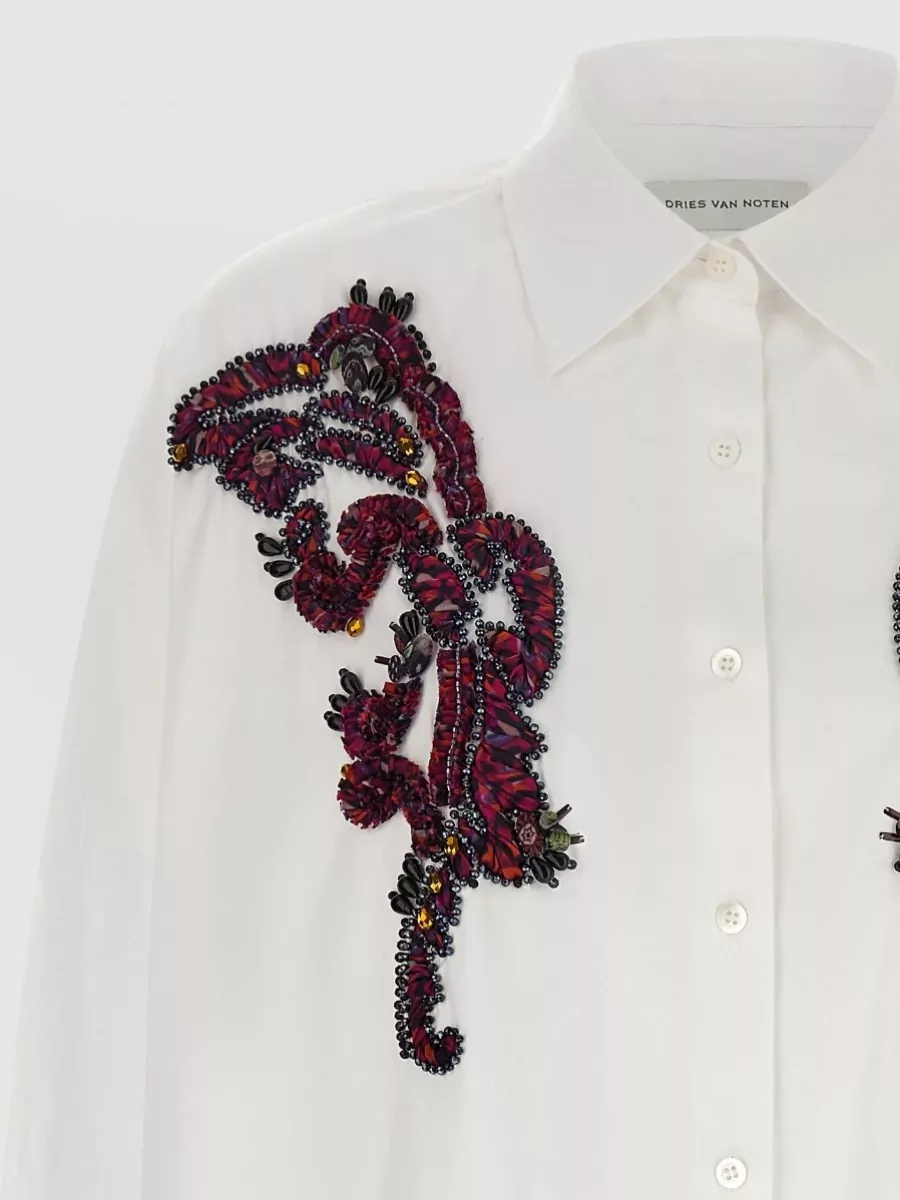 Dries Van Noten Cotton Embroidered Oversized Shirt