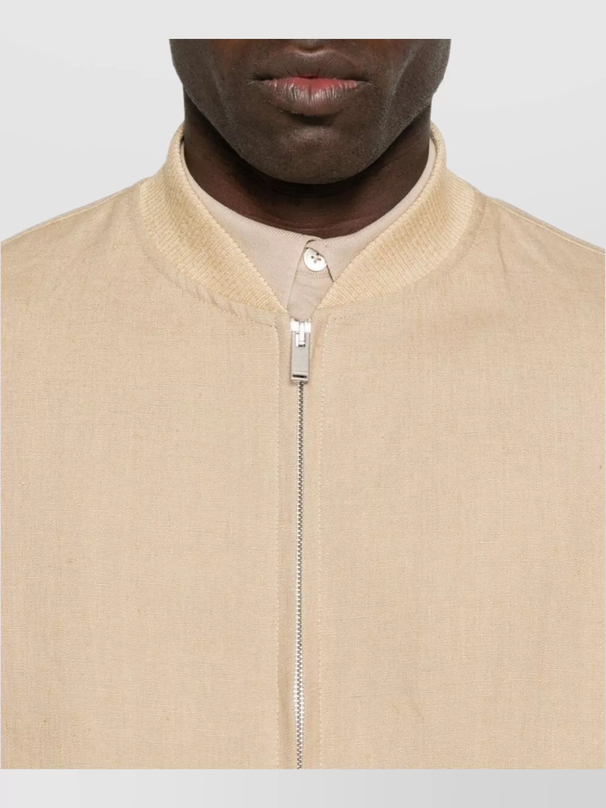 Lardini Ribbed Collar Jacket Side Pockets