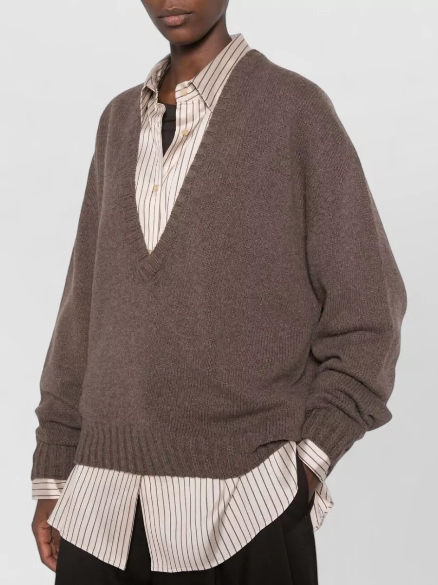 Alysi Cashmere-Blend Chunky-Knit V-Neck Jumper