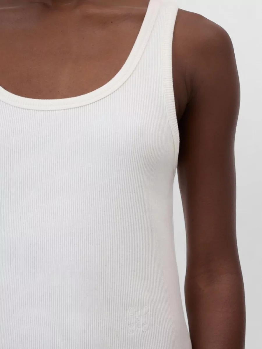 Closed Ribbed Cotton Sleeveless Tank Top