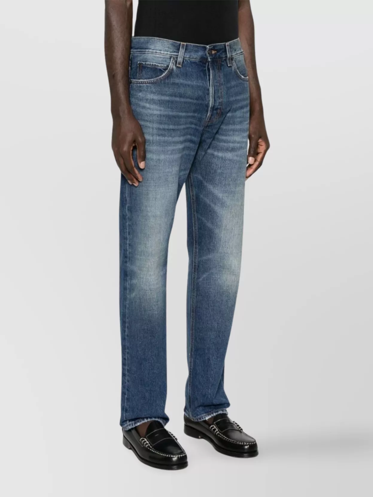 Haikure Belt Loop Jeans With Contrast Stitching And Faded Effect In Black