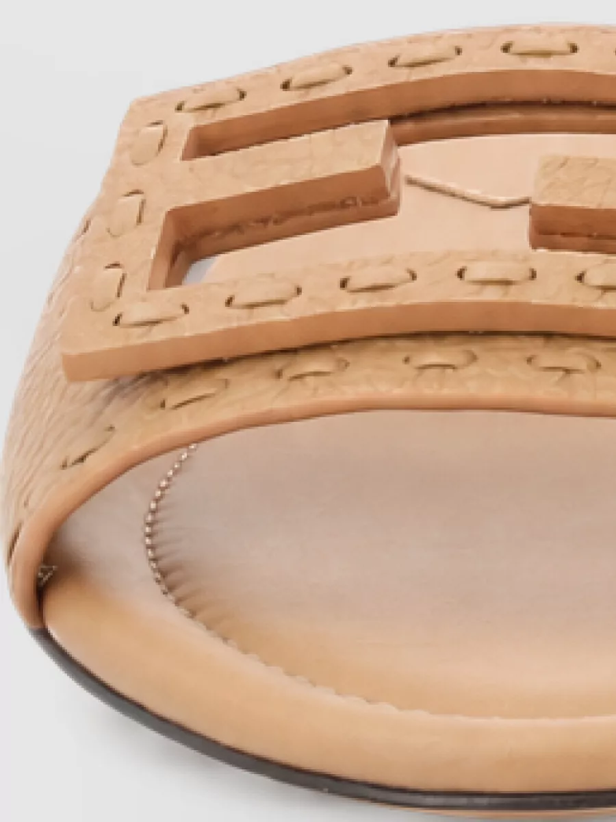 Fendi Leather Slide Sandal Open Toe Flat