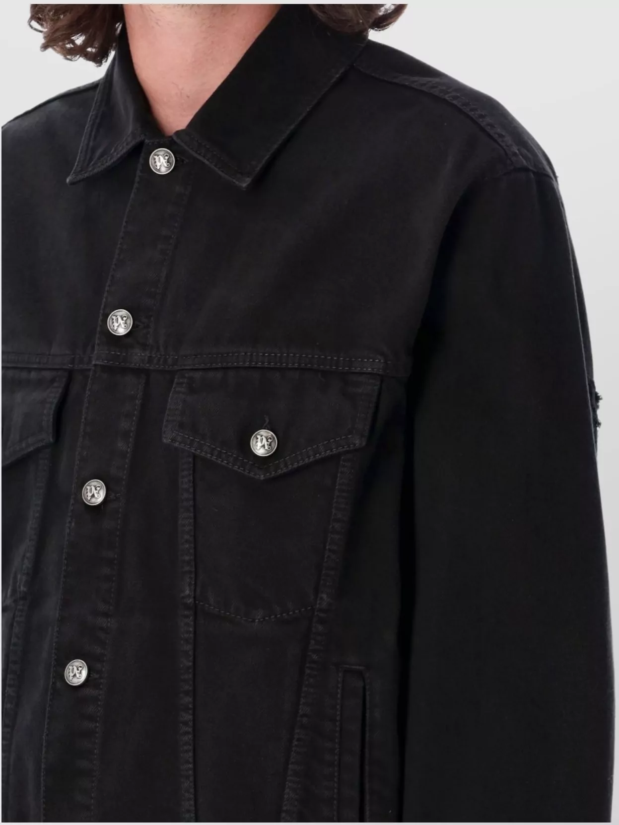 Palm Angels Embroidered Denim Jacket Pockets