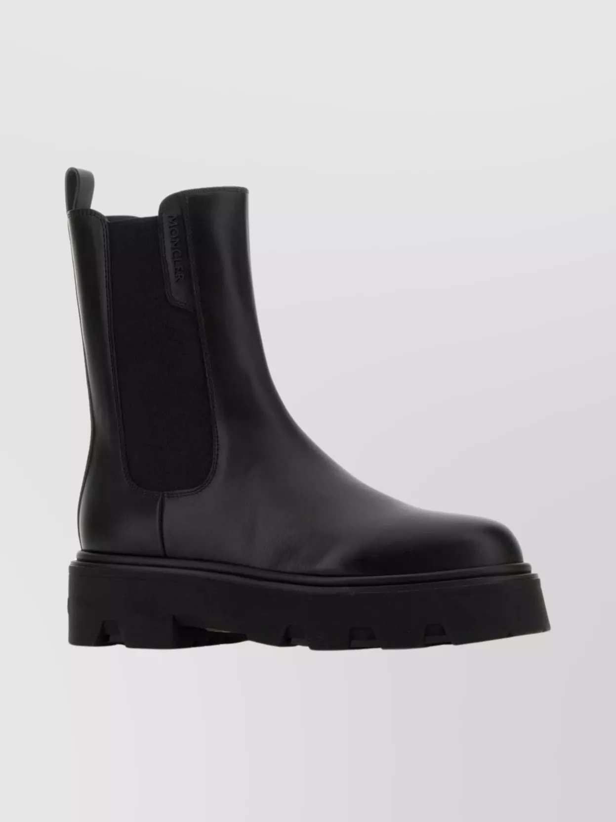 Moncler Black Leather Aurea Chelsea Ankle Boots In Multi