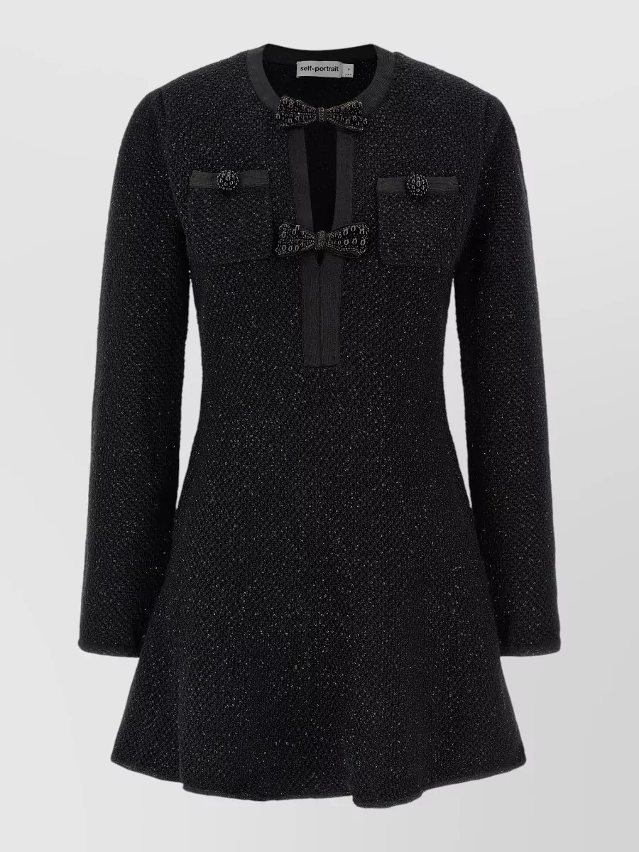 Self-Portrait Sequin knit cutout mini dress