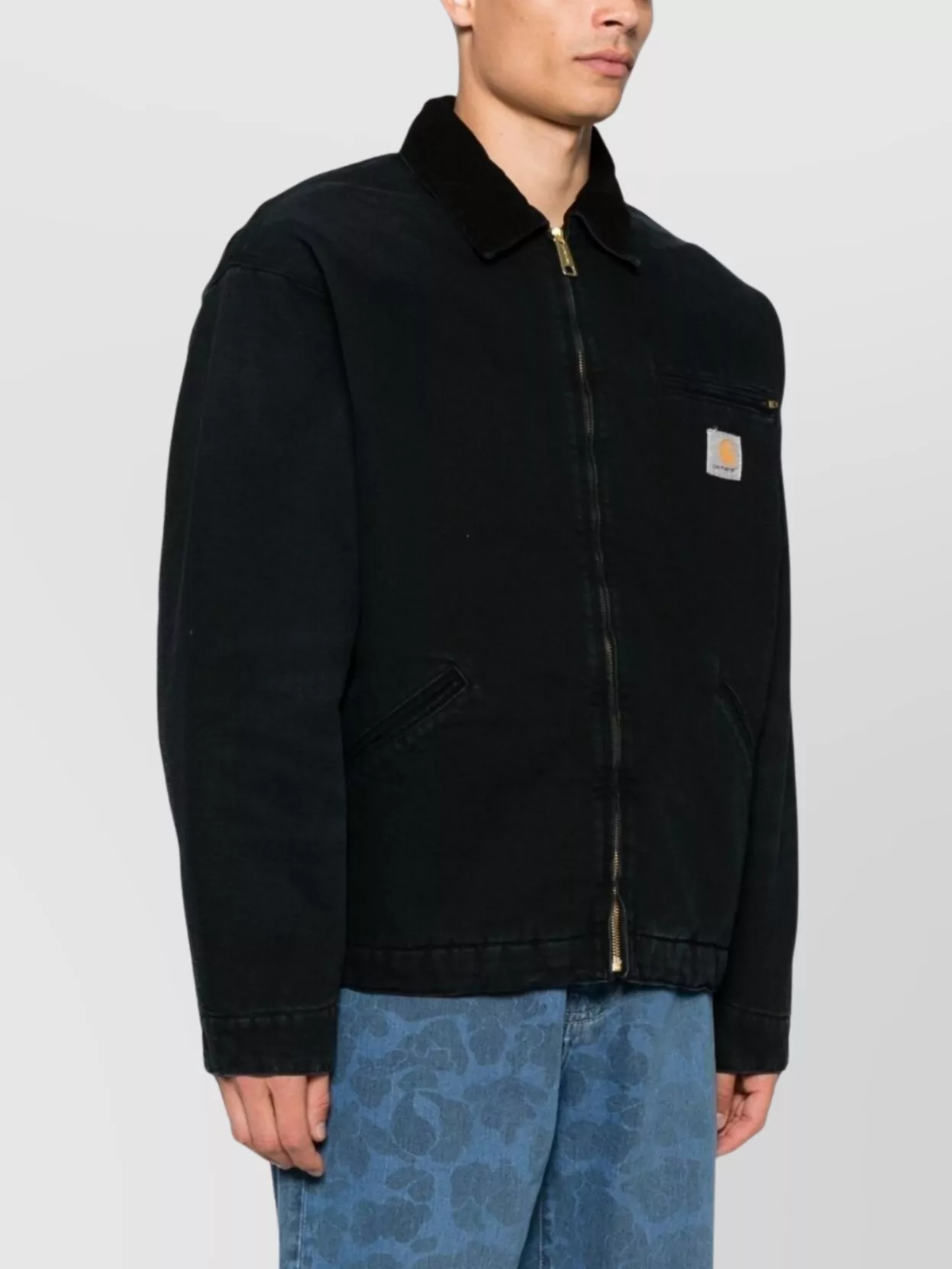 Carhartt Structured Collared Front Pocket Long Sleeve Jacket In Black