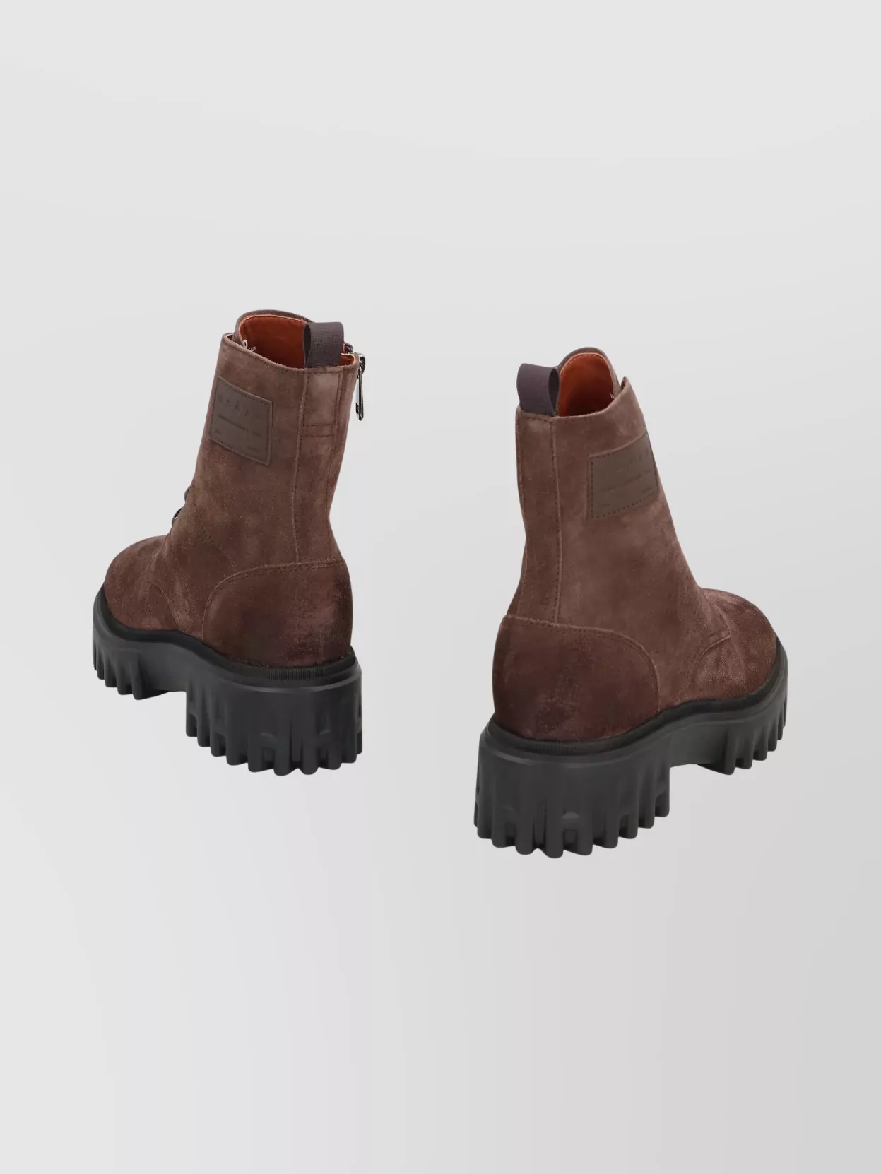 Hogan Combat Boots With Round Toeline And Chunky Sole In Brown