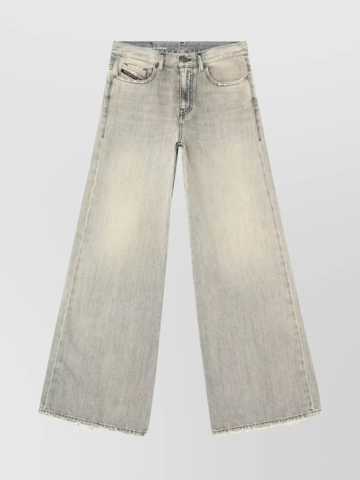 Diesel High-waisted Wide-leg Jeans With Faded Finish In Gray
