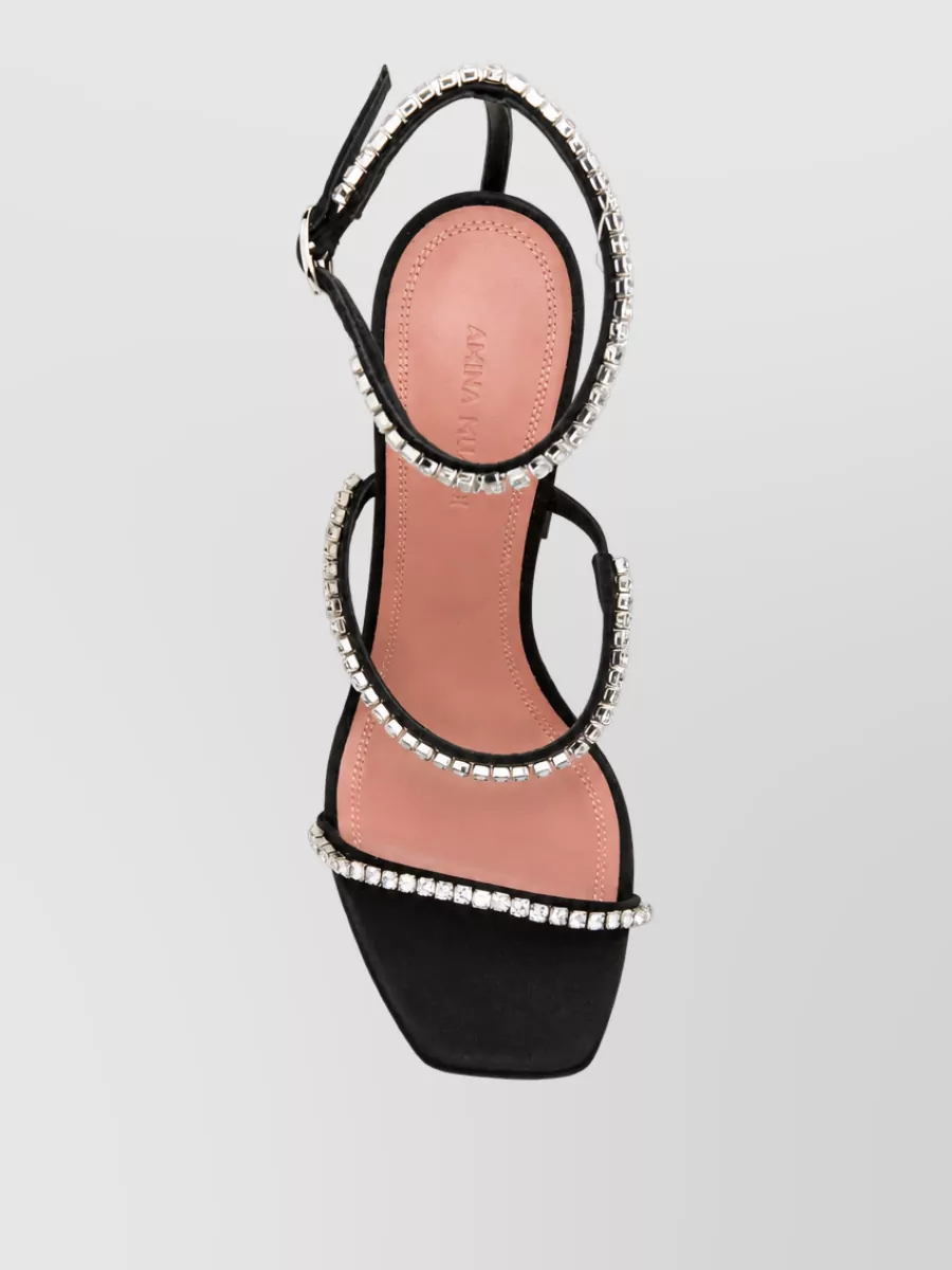 Amina Muaddi Crystal-Embellished Satin Sandals