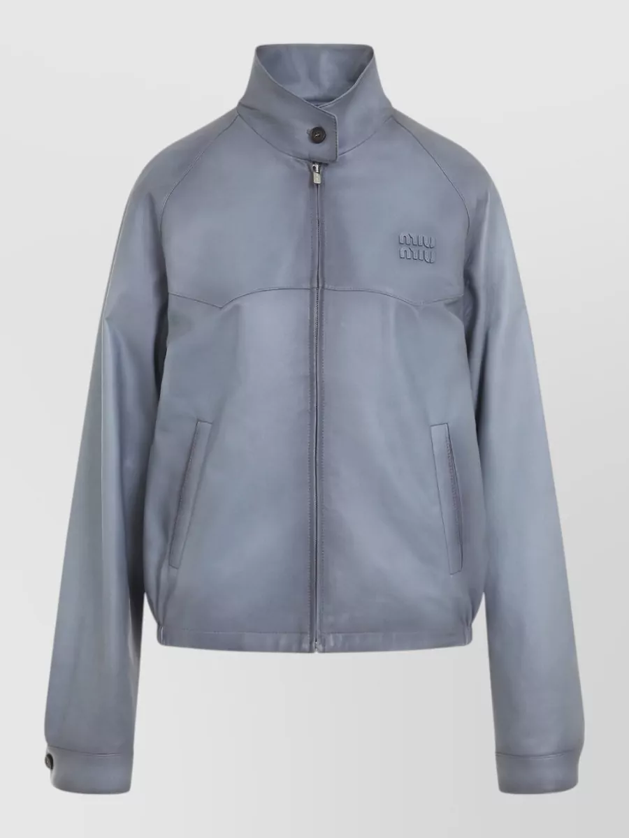 Miu Miu lamb leather single breasted jacket