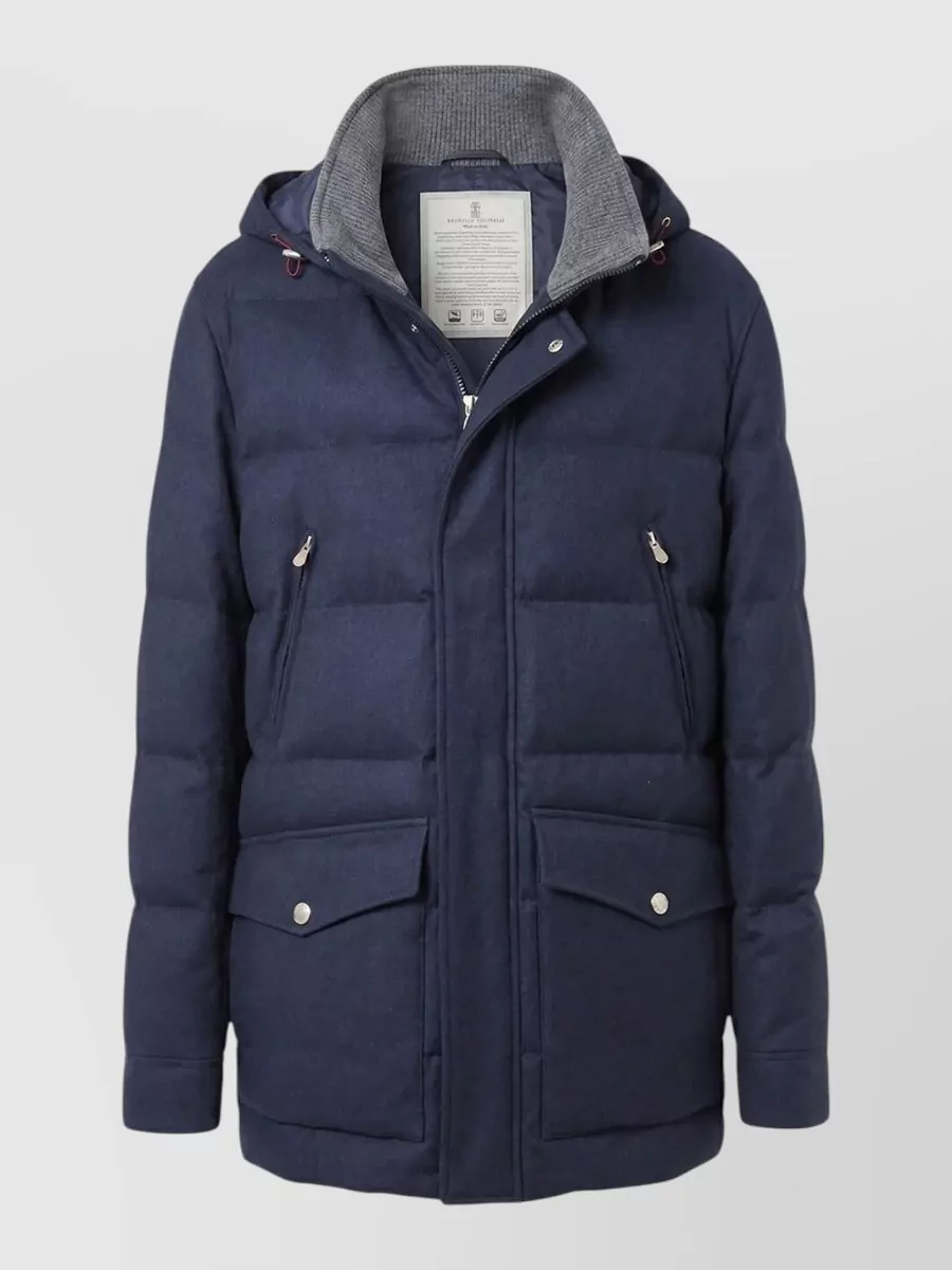 Brunello Cucinelli wool down hooded padded parka